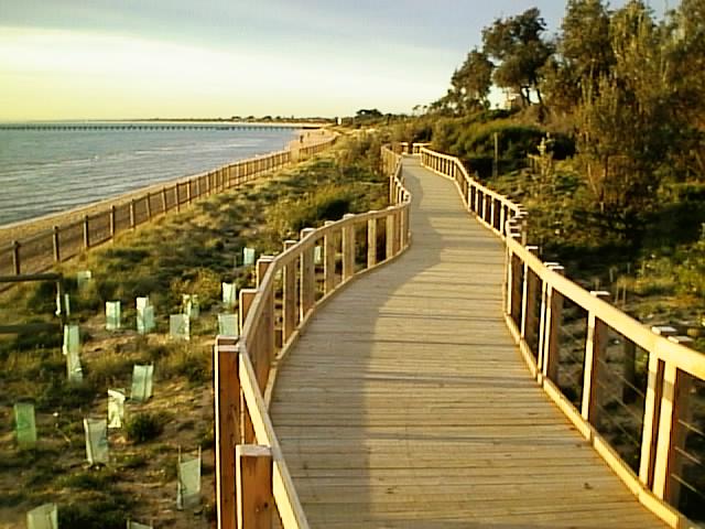 Completed boardwalk on the Frankston Foreshore, Port Phillip Bay, Victoria